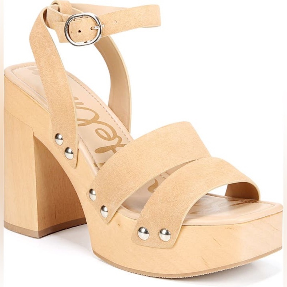 Sam Edelman Rosalind Platform Block Heel Sandals — Sesame Sz 9.5 — Retro NEW 💞